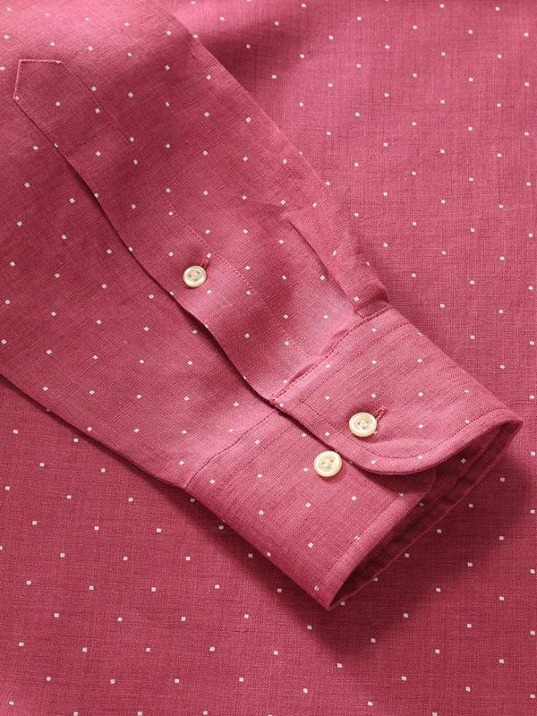 Praiano Rose Printed Full Sleeve Single Cuff Classic Fit Semi Formal French Flax Linen Shirt