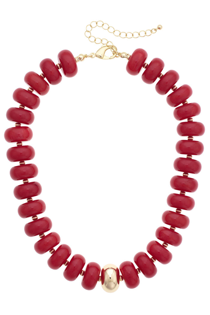 San Sebastian Beaded Resin Necklace: Red