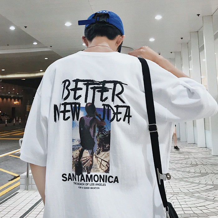Short Sleeve Men T-shirt Trendy Clothes Summer Loose Half