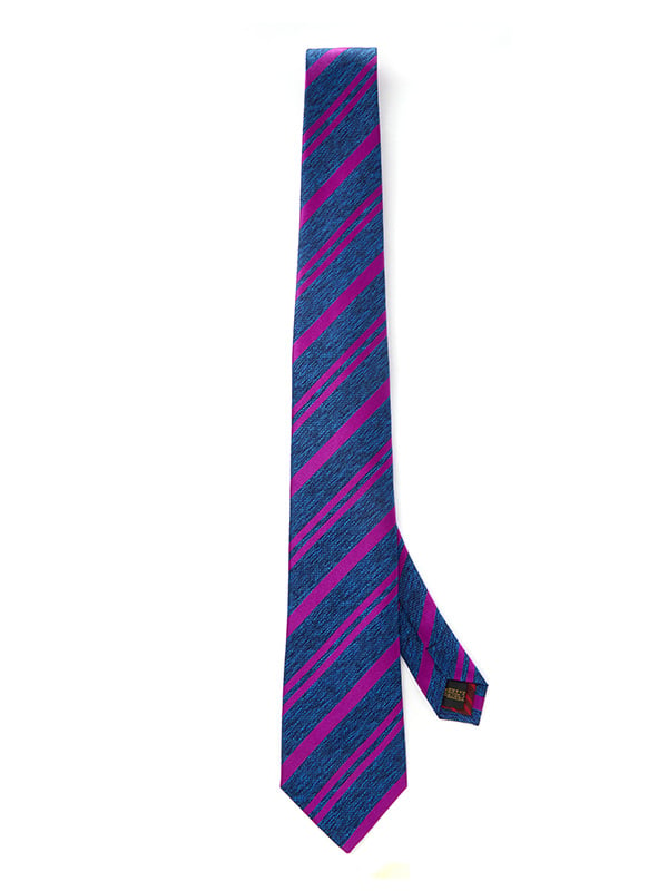 Sicilia Striped Dark Blue Silk Tie