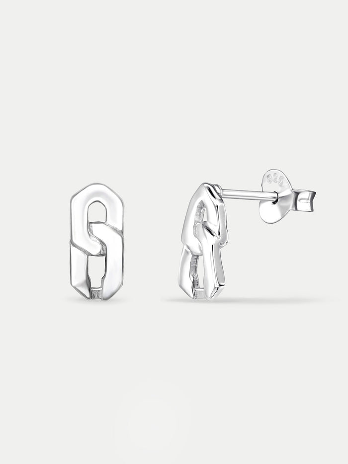 Sterling Silver Chain Stud Earrings | Silver-Image 2