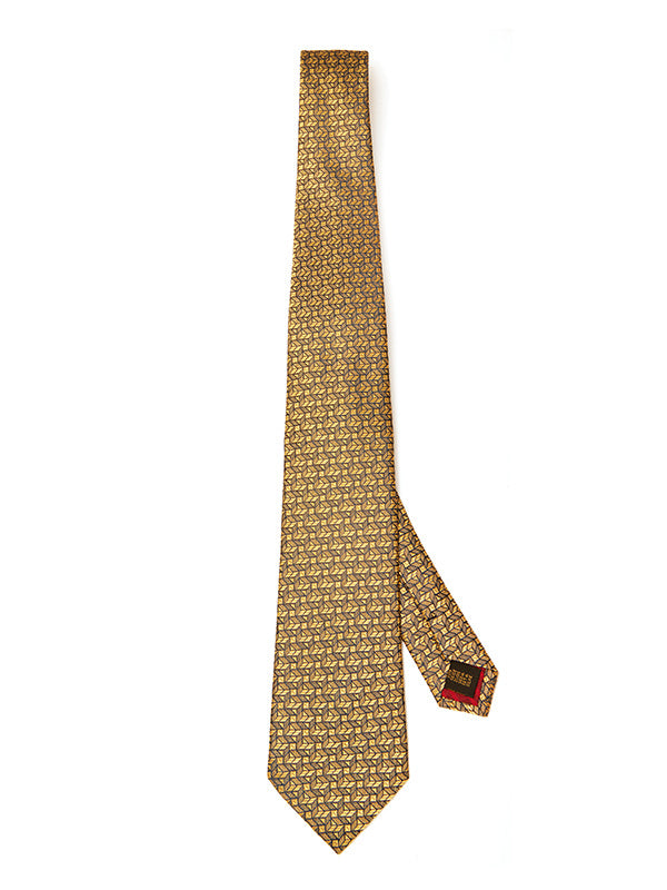 Torino All Over Dark Gold Silk Tie