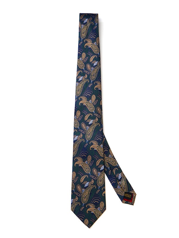 Torino All Over Dark Green Silk Tie