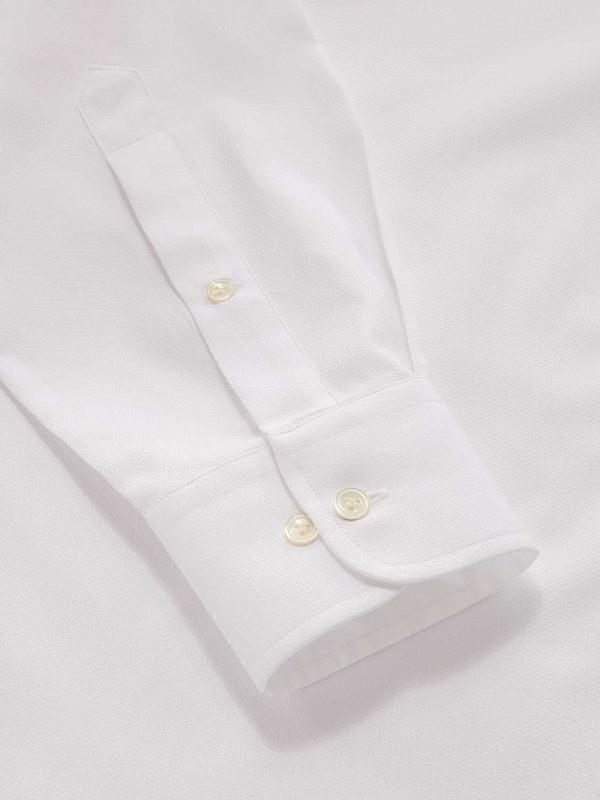 Tramonti White Solid Full Sleeve Single Cuff Classic Fit Classic Formal Two Ply Mercerized Cotton Shirt