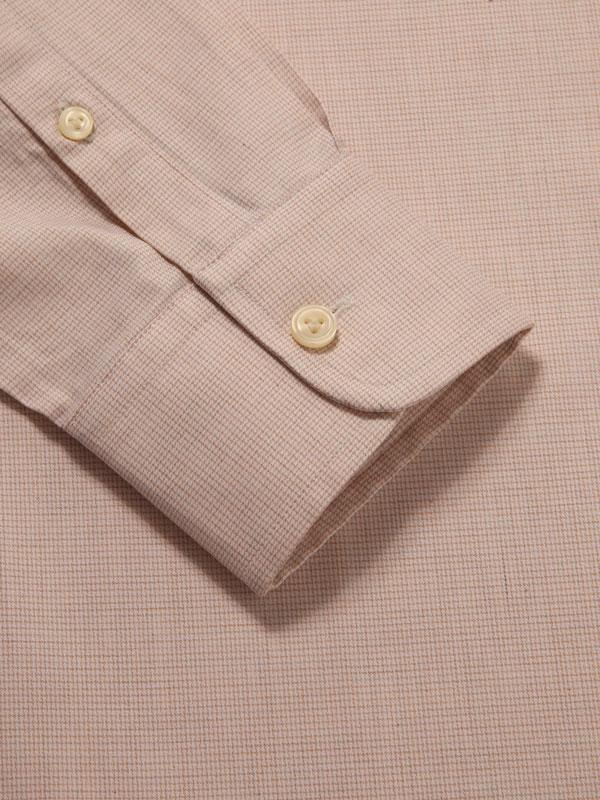 Venete Cream Melange Full Sleeve Single Cuff Tailored Fit Semi Formal Super Fine Cotton Shirt