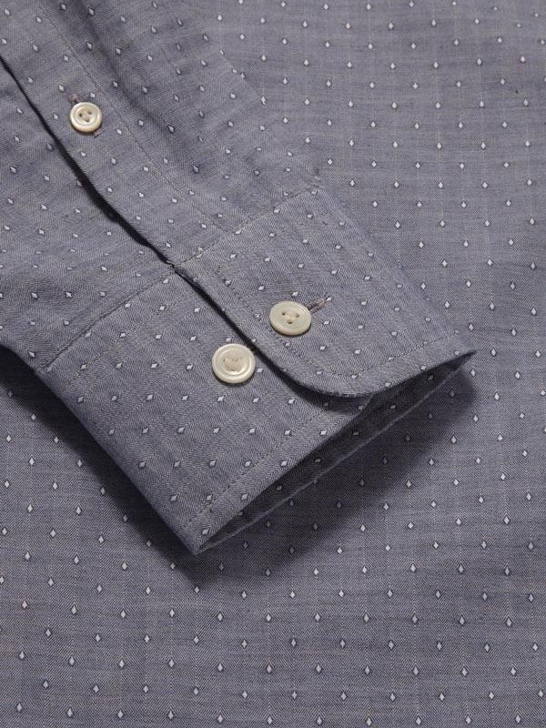Vercelli Blue Solid Full Sleeve Single Cuff Tailored Fit Semi Formal Two Ply Mercerized Cotton Shirt