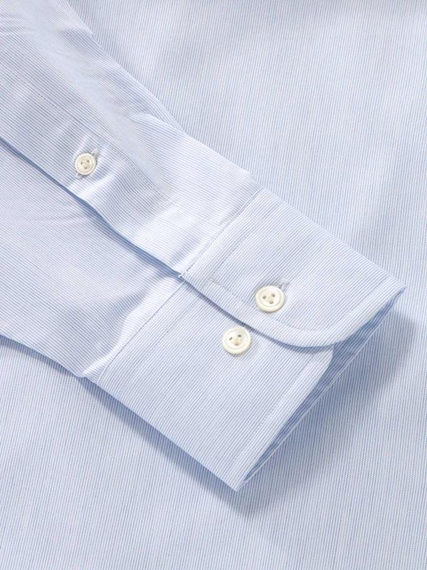 Vercelli Sky Striped Full Sleeve Single Cuff Classic Fit Semi Formal Two Ply Mercerized Cotton Shirt
