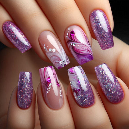 12 Sizes-24 Pcs Press On Nails CZ460-B7