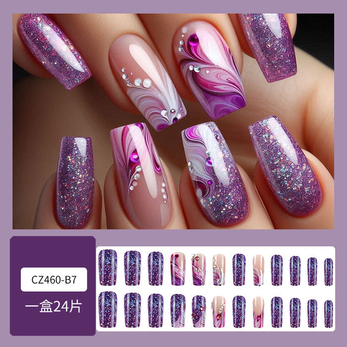 12 Sizes-24 Pcs Press On Nails CZ460-B7