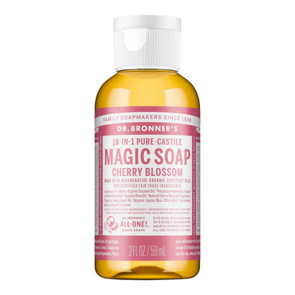 Dr. Bronner's Magic Soap Cherry Blossom 59ml bottle on a white background