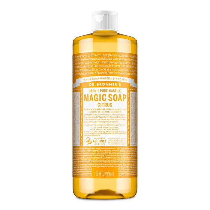Dr. Bronner's Magic Soap Citrus 946ml bottle on a white background