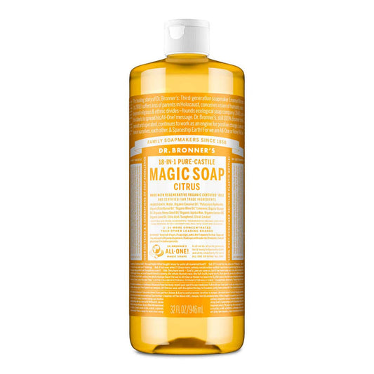 Dr. Bronner's Magic Soap Citrus 946ml bottle on a white background