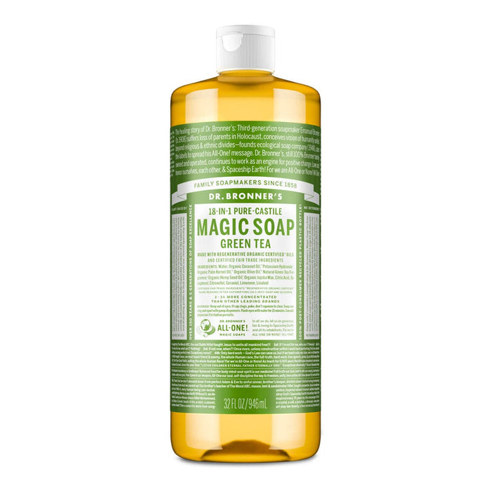 Dr. Bronner's Magic Soap Green Tea bottle on a white background