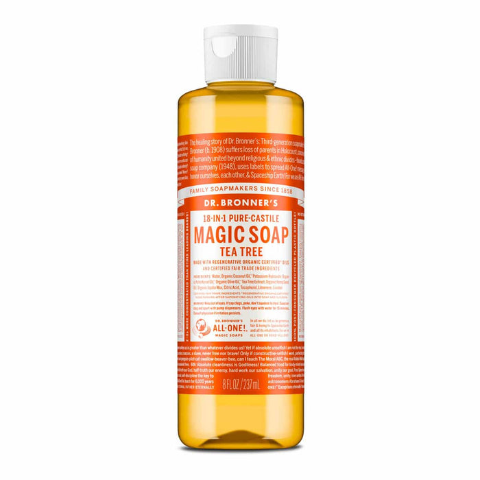 Dr. Bronner's Magic Soap Tea Tree 237ml on a white background