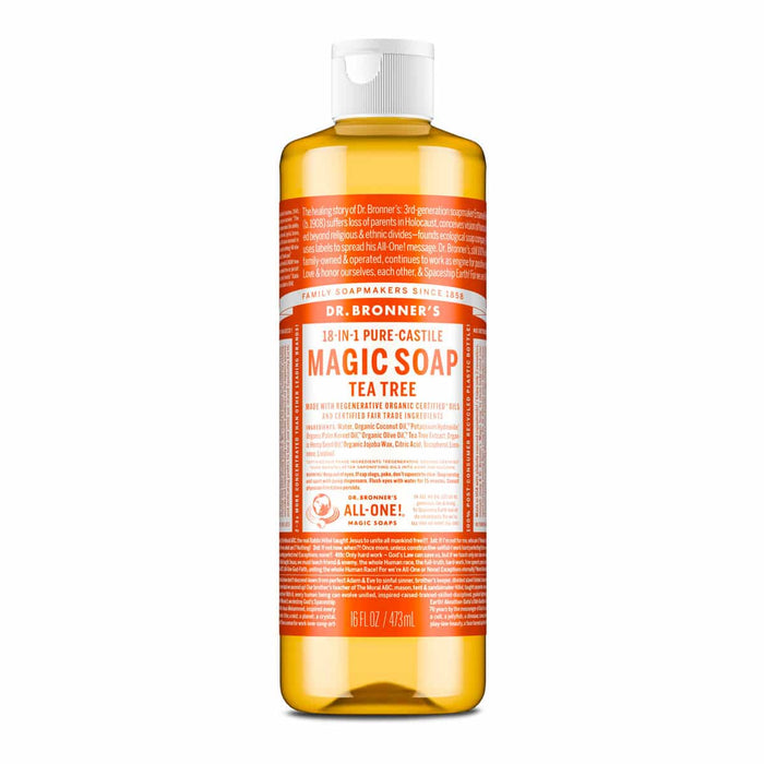 Dr. Bronner's Magic Soap Tea Tree 473ml on a white background