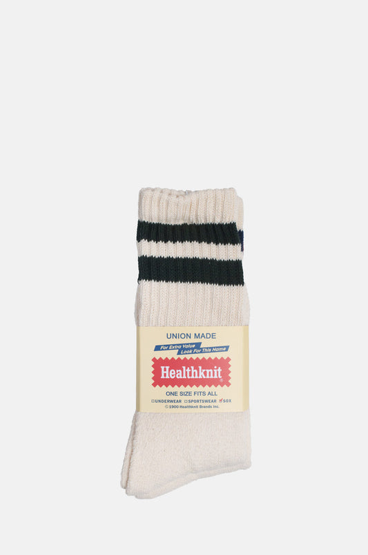 Healthknit 3 Pack Double Stripe Dark Green Navy Burgundy Socks.
