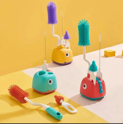 3-Piece Rotating Baby Bottle Cleaning Brush Set – Feeder, Nipple & Bottle Brushes