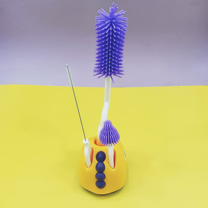 3-Piece Rotating Baby Bottle Cleaning Brush Set – Feeder, Nipple & Bottle Brushes