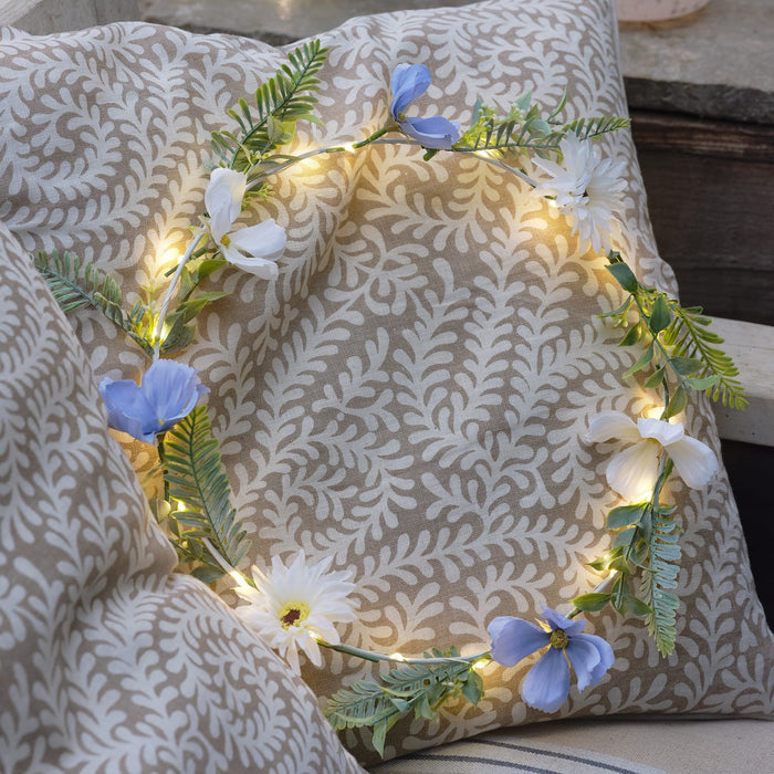 30cm Pre Lit Blue Bloom Outdoor Wreath