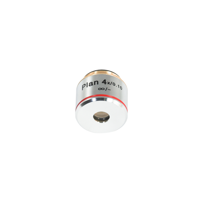 4X Infinity-Corrected Plan Achromatic Metallurgical Microscope Objective Lens Working Distance 17.8mm, SKU MT13033231, three quarter front view