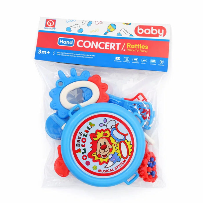 7 Pieces - Rattle & Drum Set - Blue