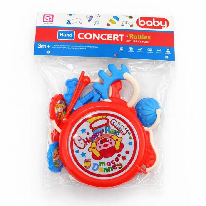 7 Pieces - Rattle & Drum Set - Red