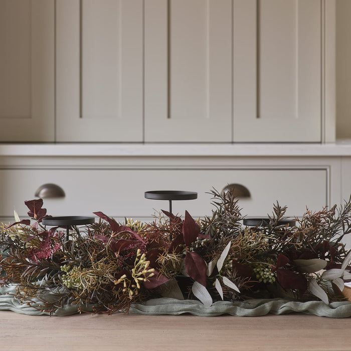 70cm Autumn Winter Trio Candle Holder with TruGlow® Pillar Candles