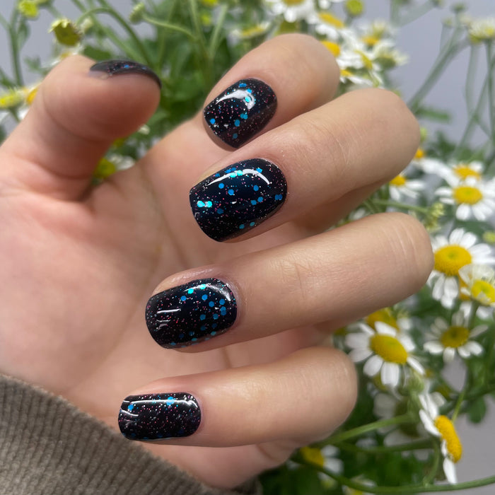 UV-free gel nail Blue Glitter