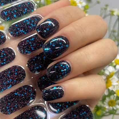 UV-free gel nail Blue Glitter