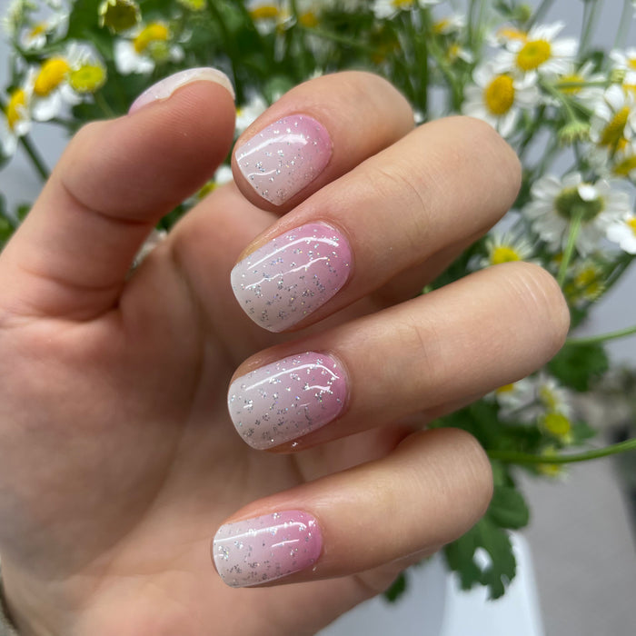 UV-free gel nail Pink Glitter Ombre