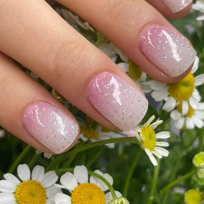 UV-free gel nail Pink Glitter Ombre