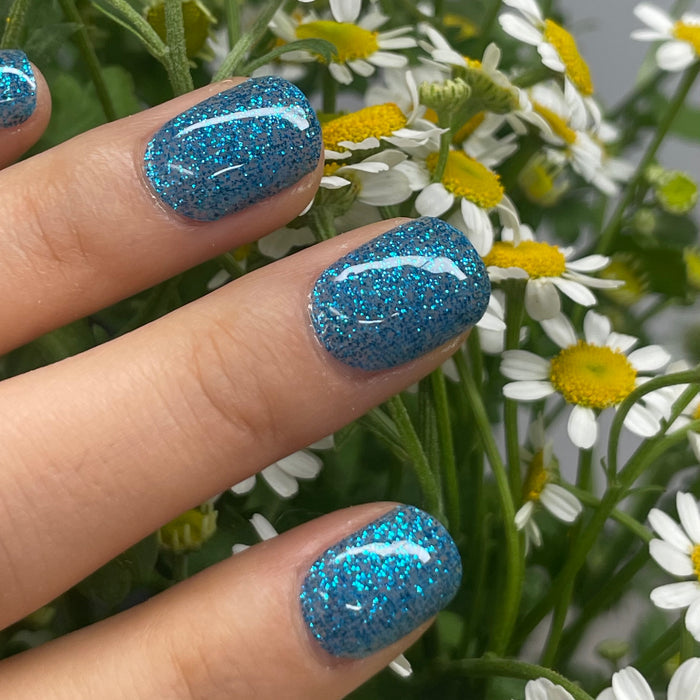 UV-free gel nail Blue Glitter
