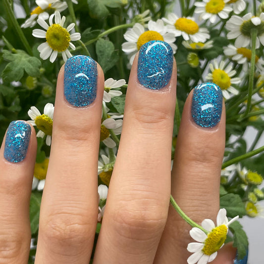 UV-free gel nail Blue Glitter