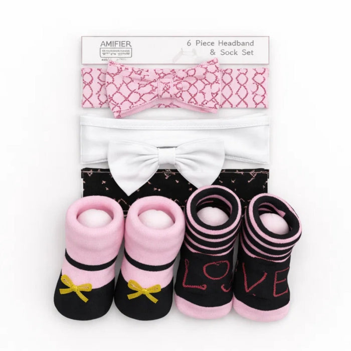 Aifeier - 5 Pieces - Headband & Socks Gift Set - (0-9 Months)