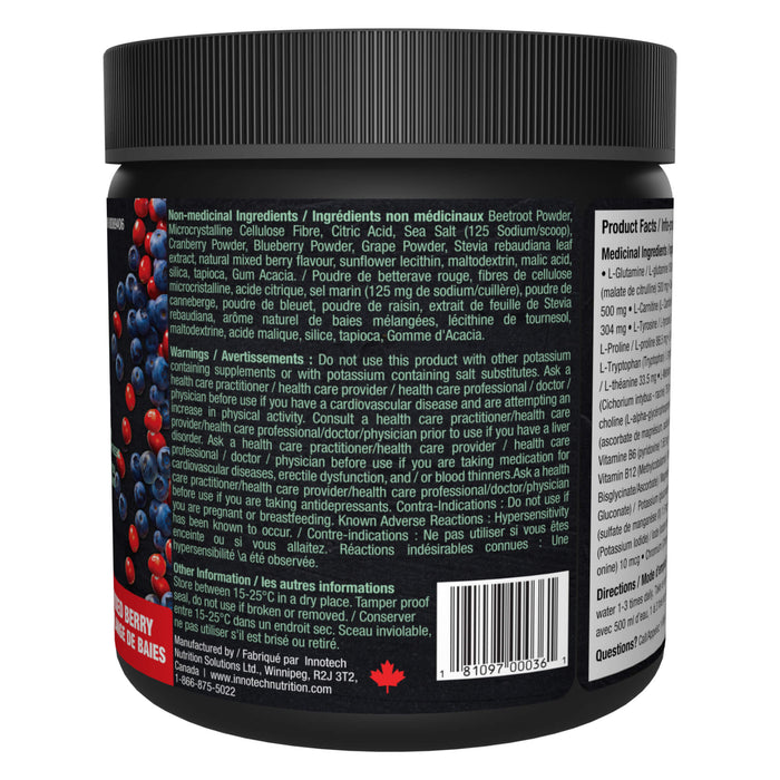 Bottle of Innotech Amino Days Mixed Berry Side