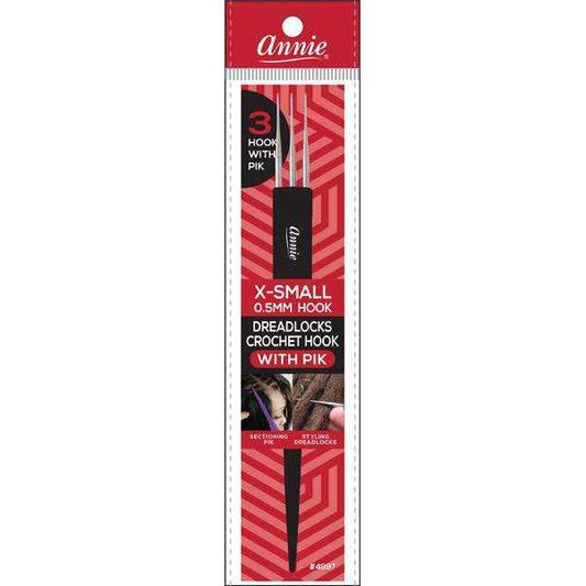 Annie Dreadlocks Crochet Needle with Pik 3-Hook 0.5mm, 1 Count, Assorted Colors