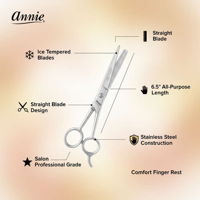 Annie Ice Tempered Stainless Steel Hair Shears 6.5 Inch, 1 Count, Silver