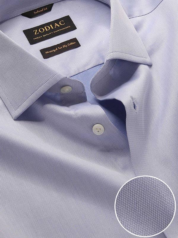 Antonello Blue Solid Full Sleeve Double Cuff Tailored Fit Classic Formal Two Ply Mercerized Cotton Shirt