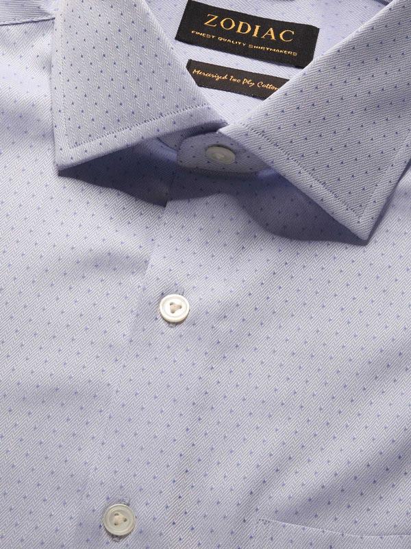 Antonello Blue Solid Full Sleeve Single Cuff Tailored Fit Classic Formal Two Ply Mercerized Cotton Shirt