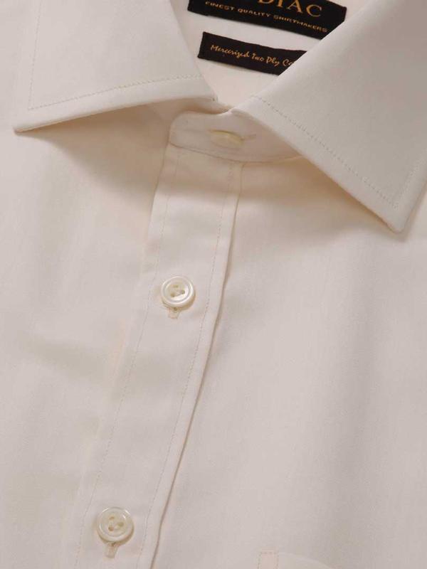 Antonello Cream Solid Full Sleeve Double Cuff Classic Fit Classic Formal Two Ply Mercerized Cotton Shirt