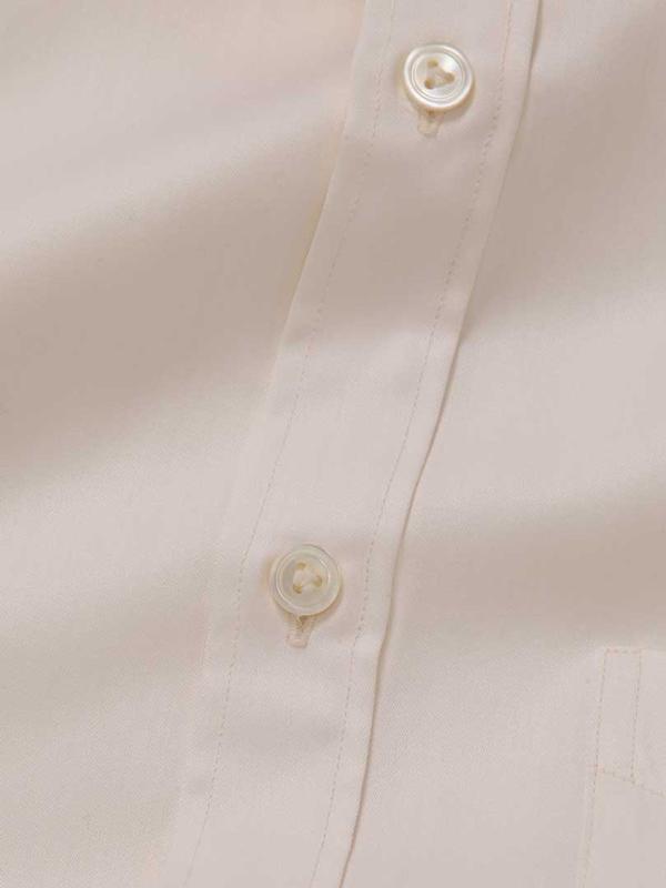 Antonello Cream Solid Full Sleeve Double Cuff Classic Fit Classic Formal Two Ply Mercerized Cotton Shirt