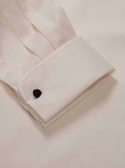 Antonello Cream Solid Full Sleeve Double Cuff Classic Fit Classic Formal Two Ply Mercerized Cotton Shirt