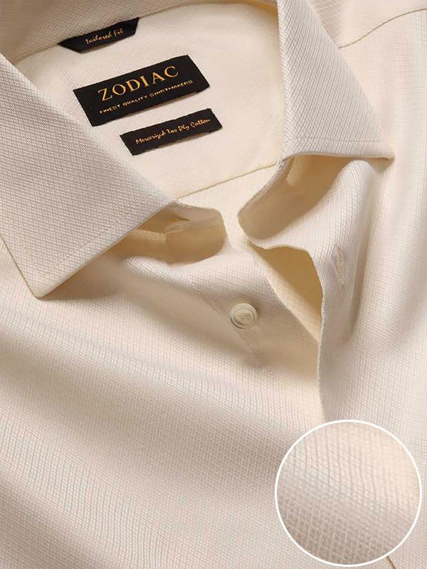 Antonello Cream Solid Single Cuff Tailored Fit Classic Formal Two Ply Mercerized Cotton Shirt