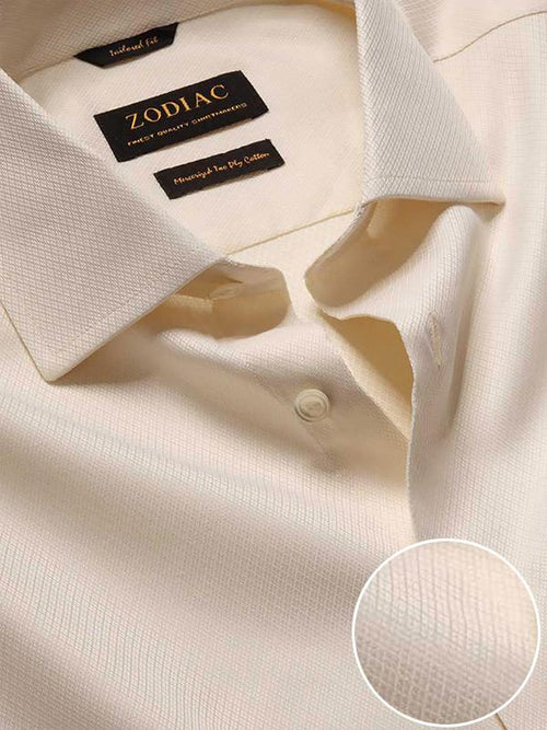 Antonello Cream Solid Single Cuff Tailored Fit Classic Formal Two Ply Mercerized Cotton Shirt