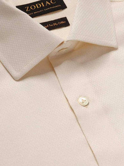Antonello Cream Solid Single Cuff Tailored Fit Classic Formal Two Ply Mercerized Cotton Shirt