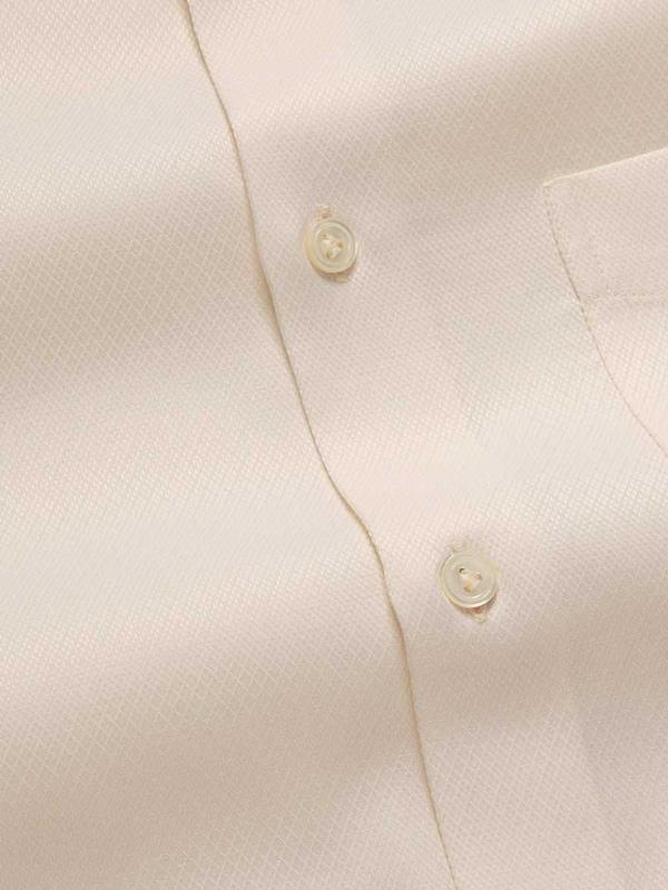 Antonello Cream Solid Single Cuff Tailored Fit Classic Formal Two Ply Mercerized Cotton Shirt