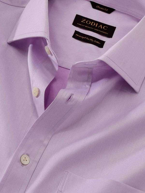 Antonello Lilac Solid Single Cuff Classic Fit Classic Formal Two Ply Mercerized Cotton Shirt