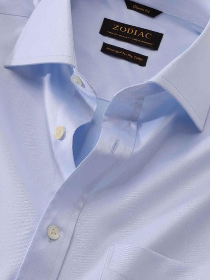 Antonello Sky Solid Full Sleeve Single Cuff Classic Fit Classic Formal Two Ply Mercerized Cotton Shirt