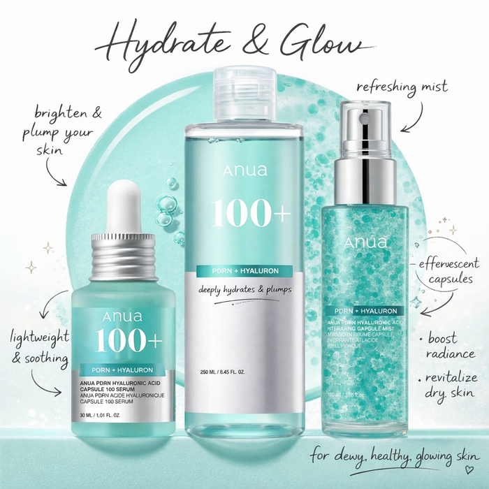 ANUA 100+ PDRN + Hyaluron Ultimate Glass Skin Hydration Trio - DOKAN