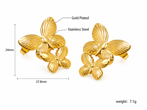 Ason Butterfly Wing Stud Earrings 18K Gold